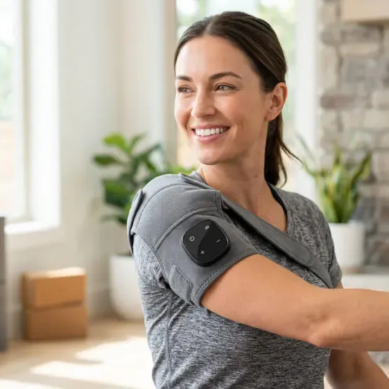 Frau entspannt sich mit dem Vital Shoulder Massager